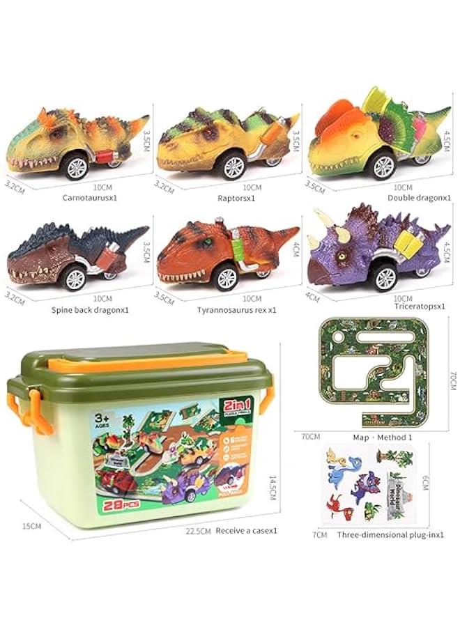 Dinosaur Races, 24 Pcs Puzzle Track Dinosaur Racing Car, Exercises Thinking and Practical Skills, Dinosaur Toys are suitable for children from 3 to 12 years old - Image 5